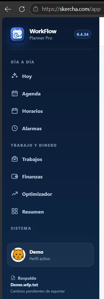Módulo Agenda de WorkFlow Planner Pro con almanaque anual de 12 meses, días con eventos y panel para gestionar recordatorios